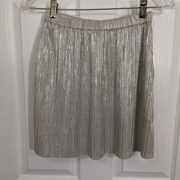 BCBGeneration Metallic Silver Pleated Mini Skirt with Side Pockets - size XS - Picture 4 of 8